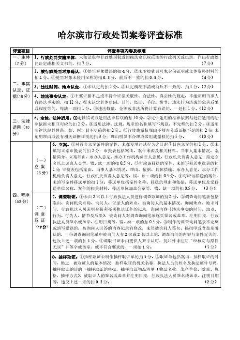 行政处罚案卷评查标准