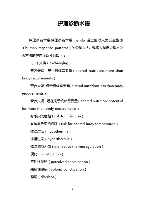 护理诊断术语