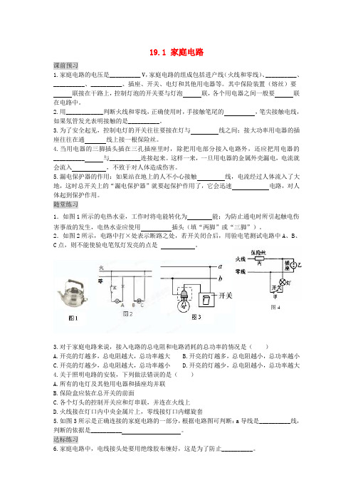 九年级物理全册 19.1 家庭电路习题精选 (新版)新人教版