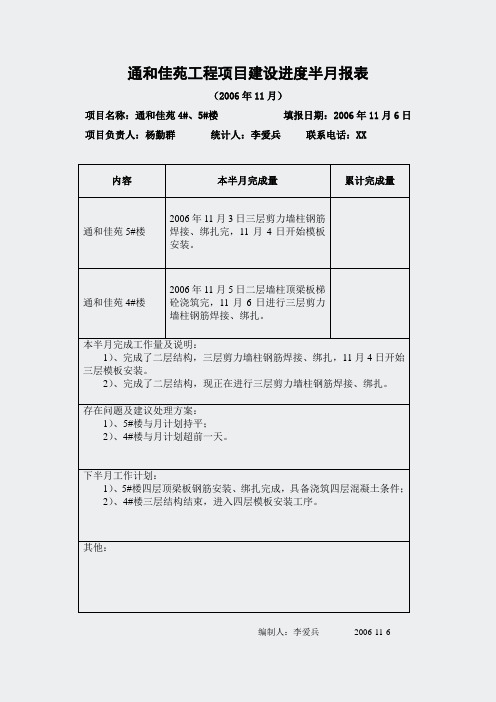 进度计划-11-6进度半月报表