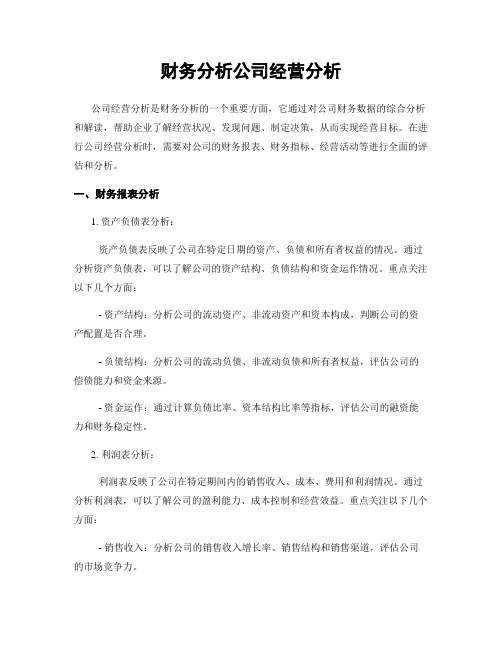 财务分析公司经营分析