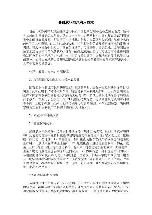 高效农业雨水利用技术