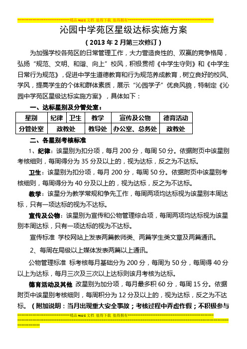 沁园中学苑区达标考核方案