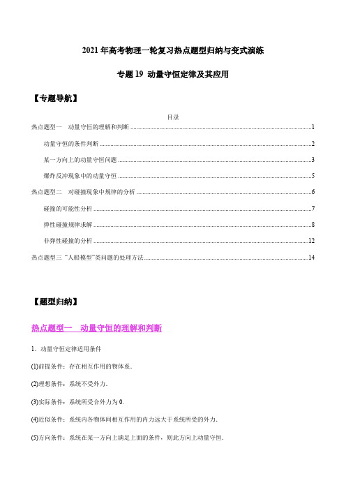 专题19 动量守恒定律及其应用(解析版)