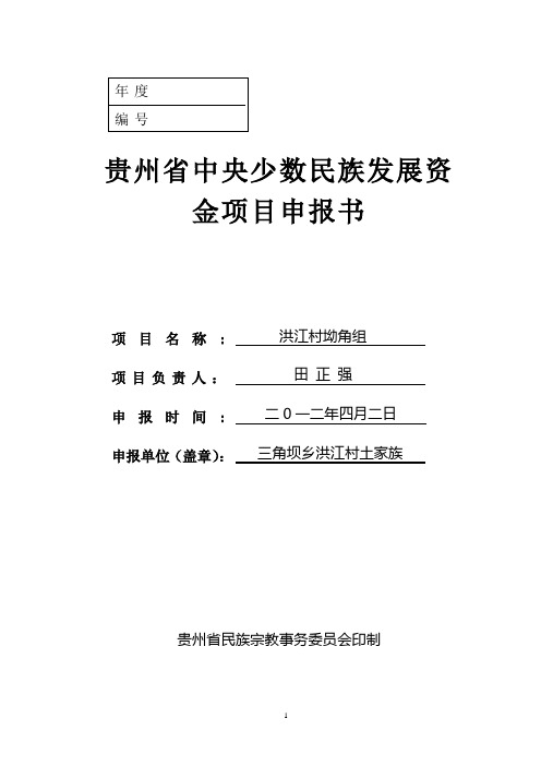 贵州省中央少数民族发展资金项目申报书表册(空表)