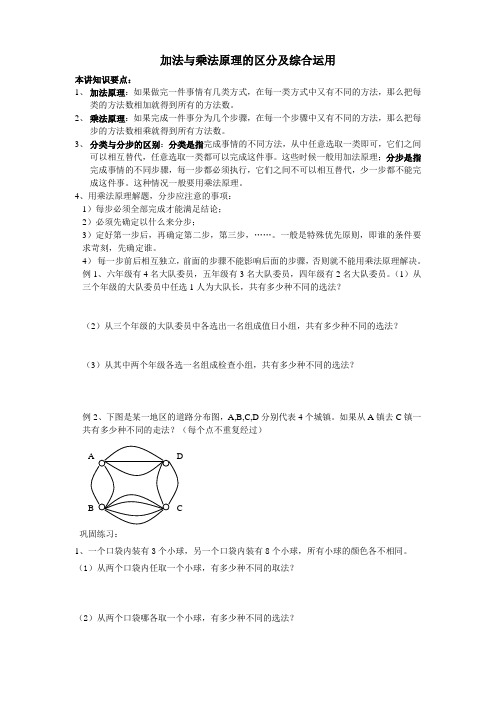 加法与乘法原理的区分及综合运用