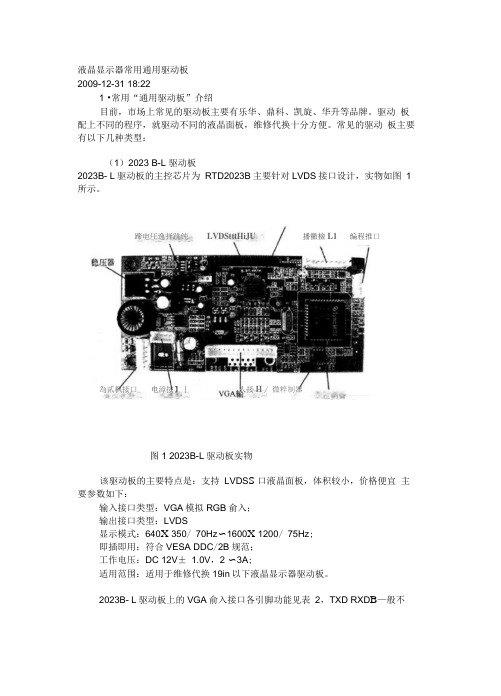 液晶显示器常用通用驱动板.docx