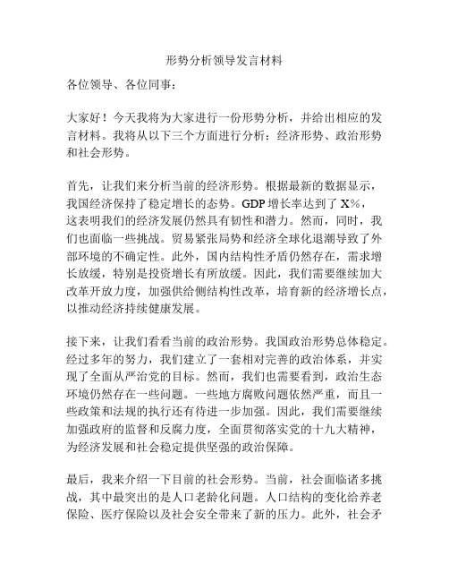 形势分析领导发言材料