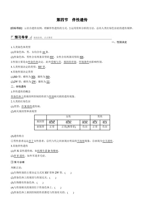 2016-2017高中生物中图版必修2学案：2.1.4 伴性遗传含解析