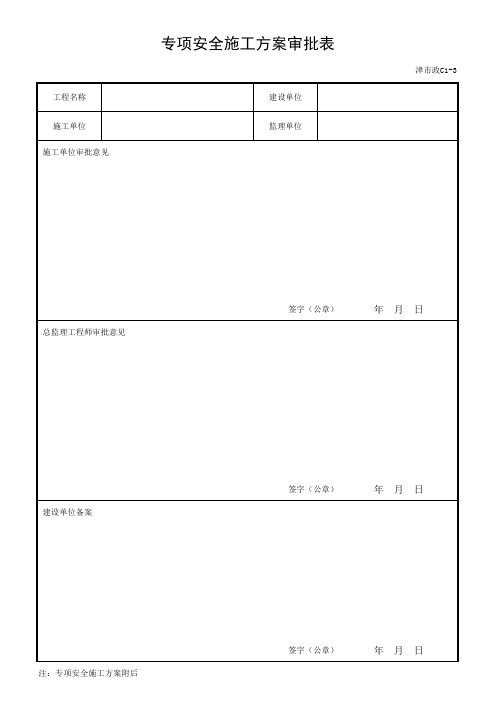 专项安全施工方案审批表