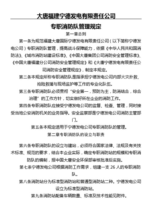 专职消防队管理规定