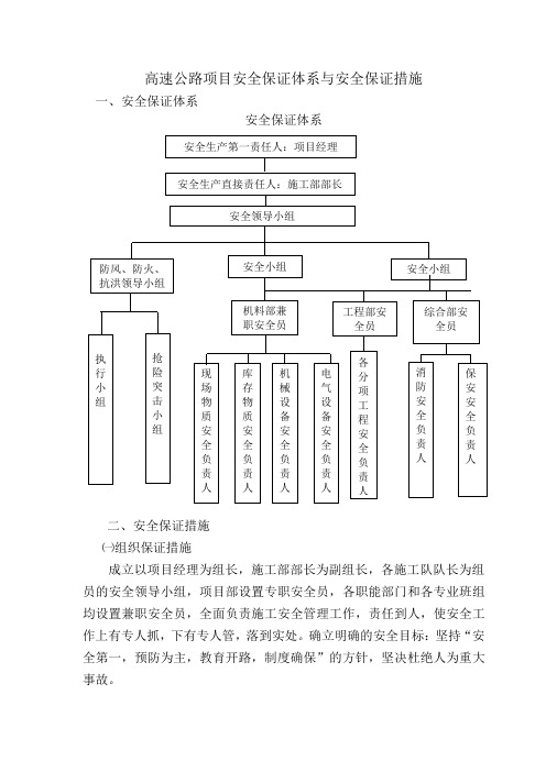 高速公路项目安全保证体系与安全保证措施