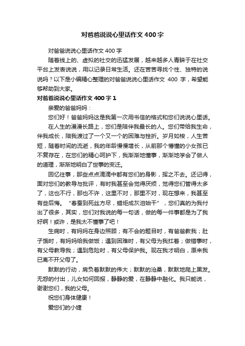 对爸爸说说心里话作文400字