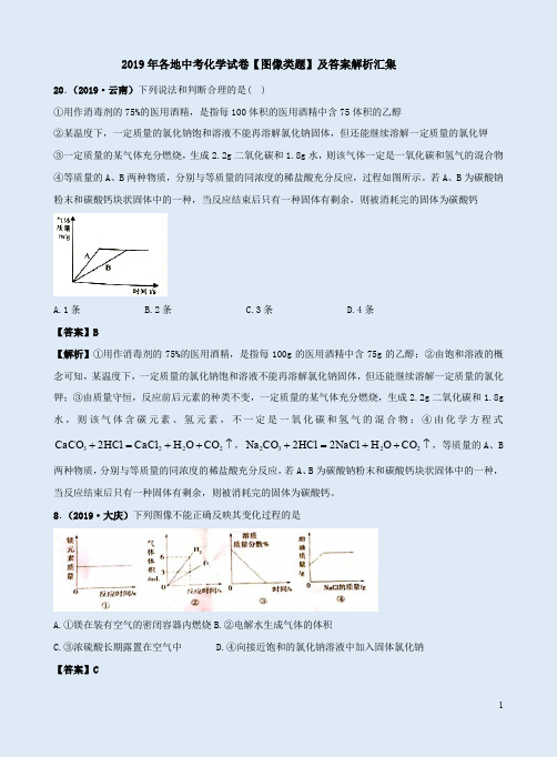 2019年各地中考化学试卷【图像类题】及答案解析汇集