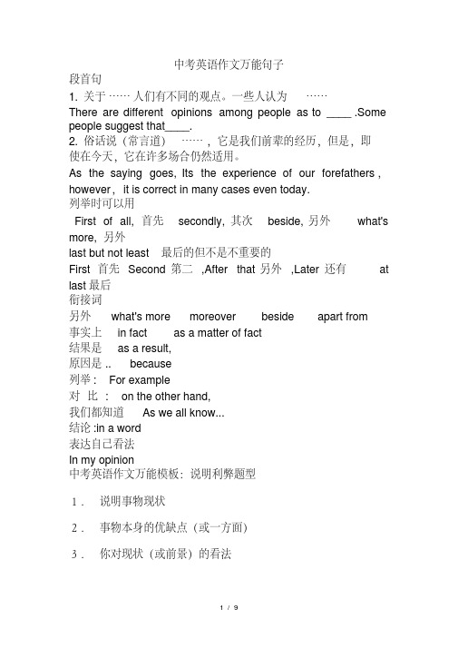 中考英语作文万能句子.pdf