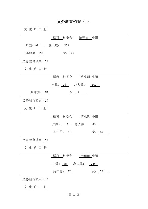 义务教育档案封面共4页