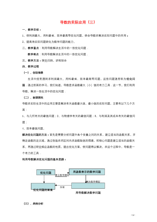 高中数学第三章导数应用3.2导数在实际问题中的应用教案3北师大版选修2_220170927368