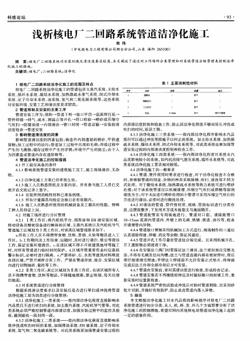 浅析核电厂二回路系统管道洁净化施工