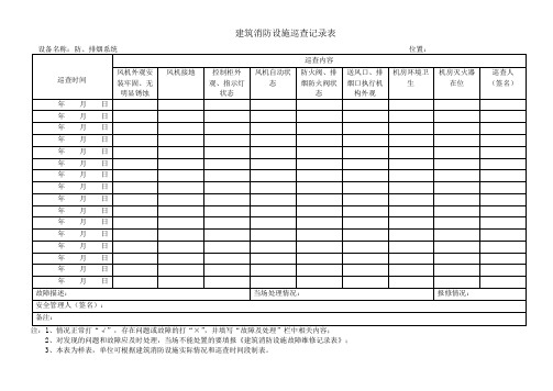 防、排烟巡查记录表