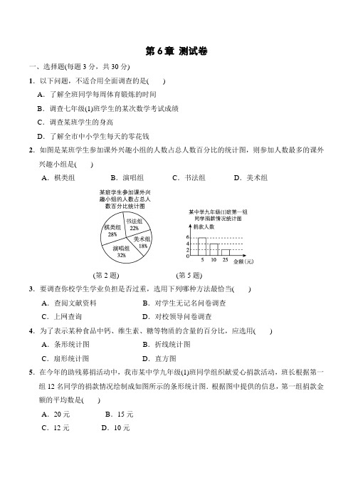 2019年浙教版七年级下《第六章数据与统计图表》单元试题含答案