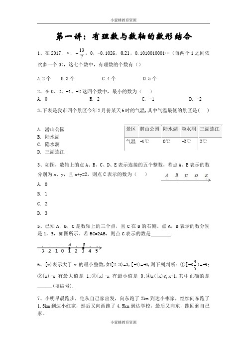 人教版七年级上册第一讲：有理数与数轴的数形结合