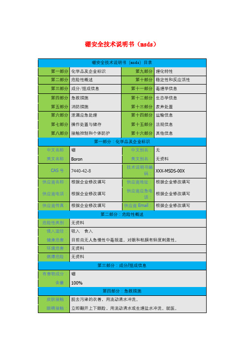 硼安全技术说明书(msds)