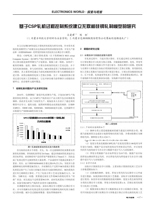 基于CSP轧机过程控制系统建立无取相硅钢轧制模型的研究