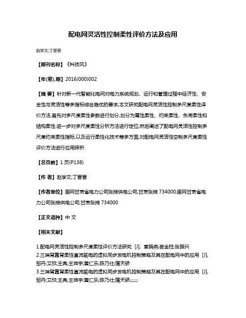 配电网灵活性控制柔性评价方法及应用