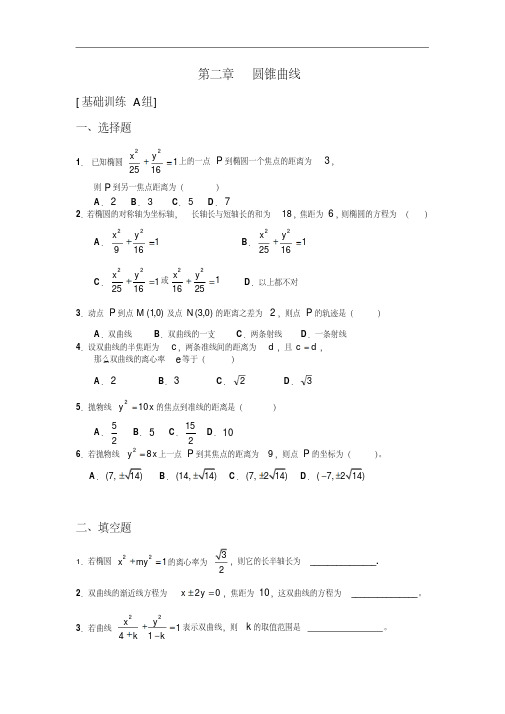 人教版高中数学选修2-1第二章圆锥曲线与方程练习题