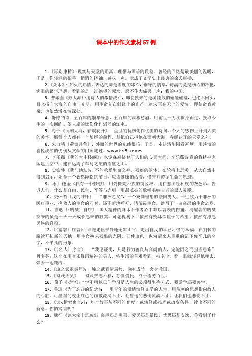 2020届高三语文一轮复习 课本中的作文素材57例教案 新人教版 精品