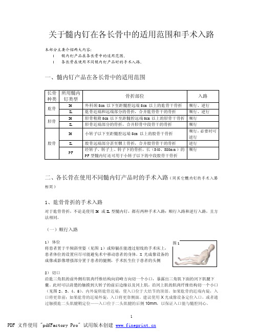 髓内钉适用范围和手术入路