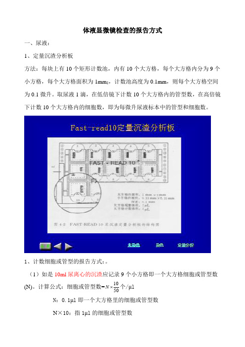 体液显微镜检的报告方式