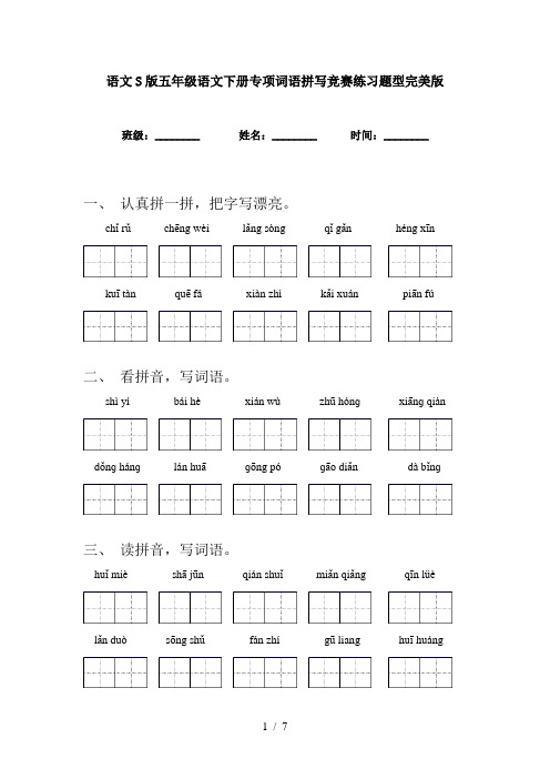 语文S版五年级语文下册专项词语拼写竞赛练习题型完美版