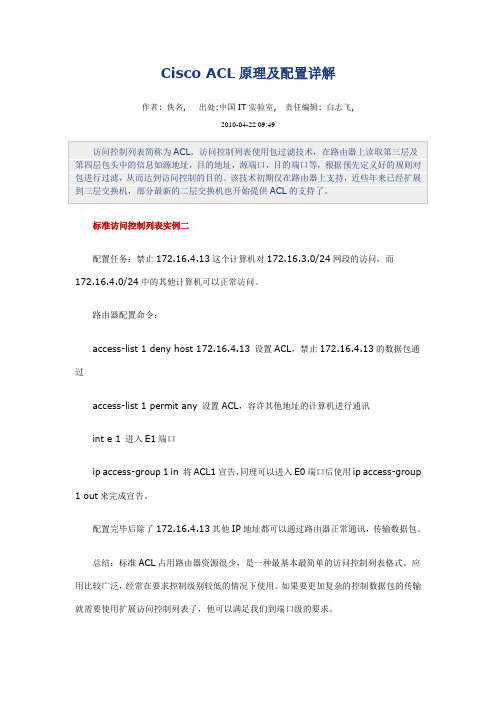 交换机 ACL原理及配置详解