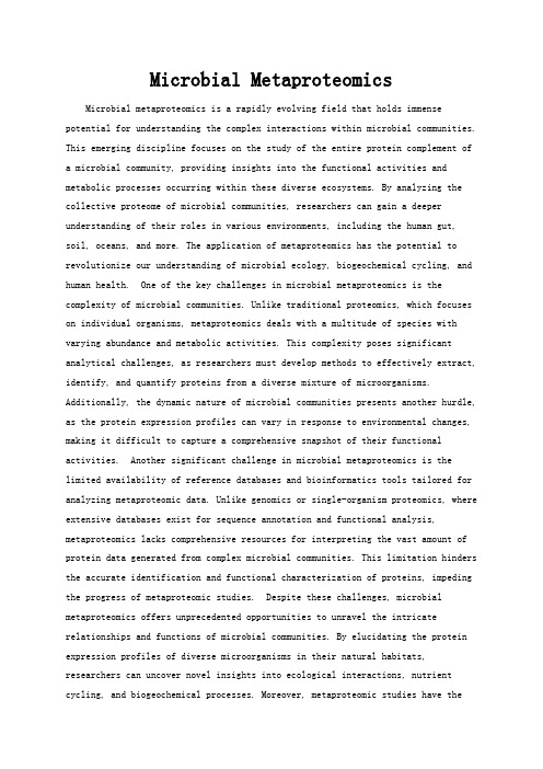 Microbial Metaproteomics