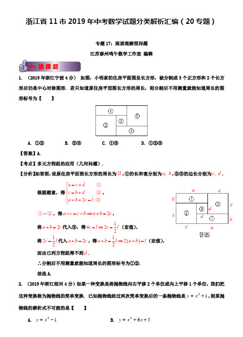 浙江省11市2019年中考数学试题分类解析：阅读理解型问题