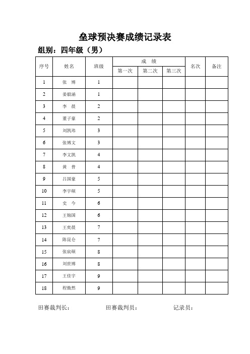 垒球和跳绳成绩记录表