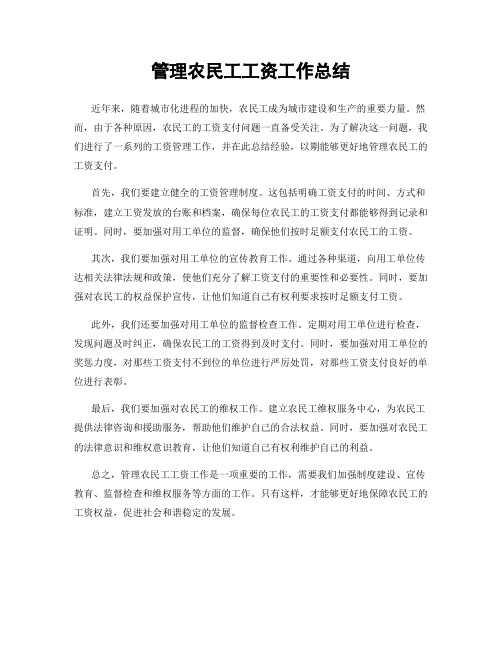 管理农民工工资工作总结