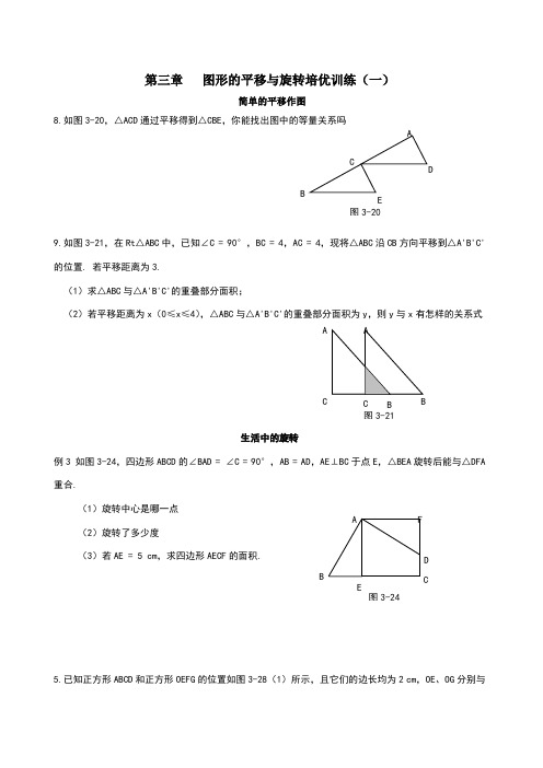 北师大版第三章图形的平移与旋转培优训练(一)