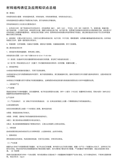 材料结构表征及应用知识点总结