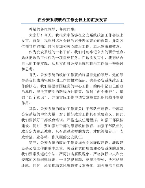 在公安系统政治工作会议上的汇报发言