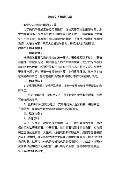 教师个人培训方案精选5篇