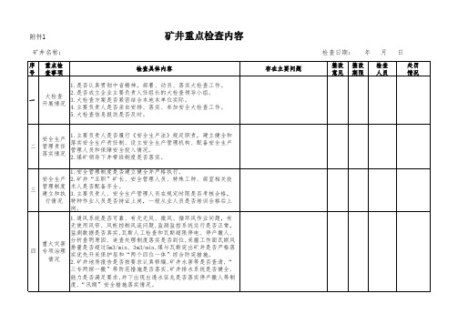 矿井安全大检查附表