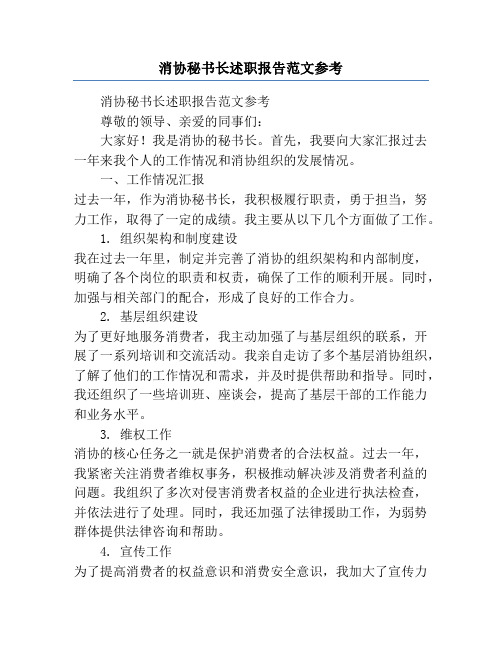 消协秘书长述职报告范文参考