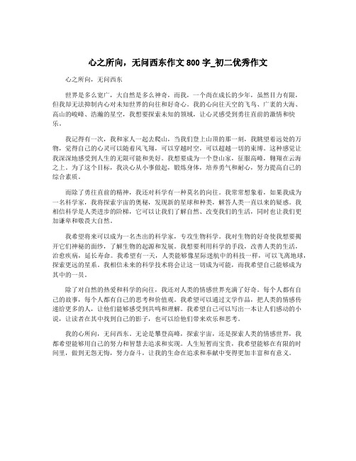 心之所向,无问西东作文800字_初二优秀作文