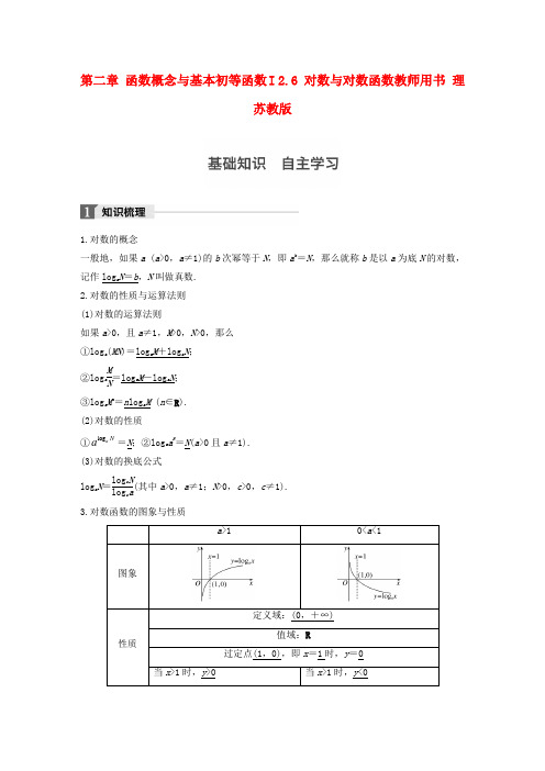 精选江苏专用2018版高考数学大一轮复习第二章函数概念与基本初等函数I2.6对数与对数函数教师用书理苏教版