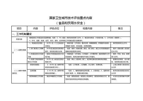 国家卫生城市技术评估工作手册(食品安全)