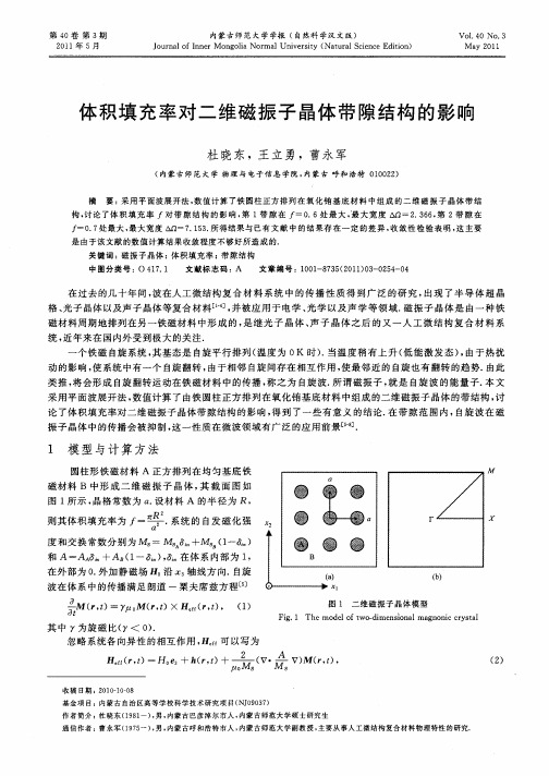 体积填充率对二维磁振子晶体带隙结构的影响