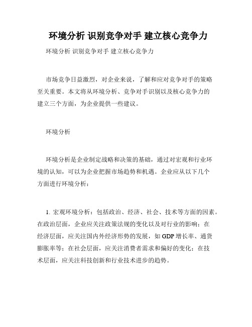   环境分析 识别竞争对手 建立核心竞争力