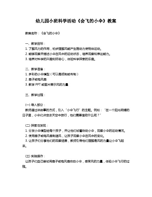 幼儿园小班科学活动《会飞的小伞》教案